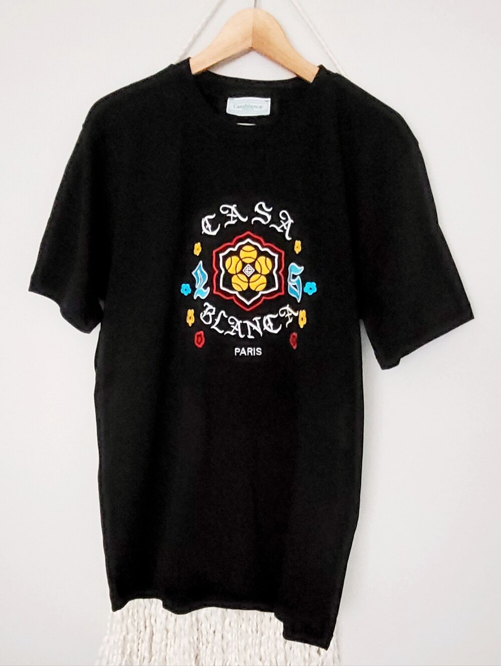🎾Casablanca Embroidered.✨️Black Logo T‑Shirt👕